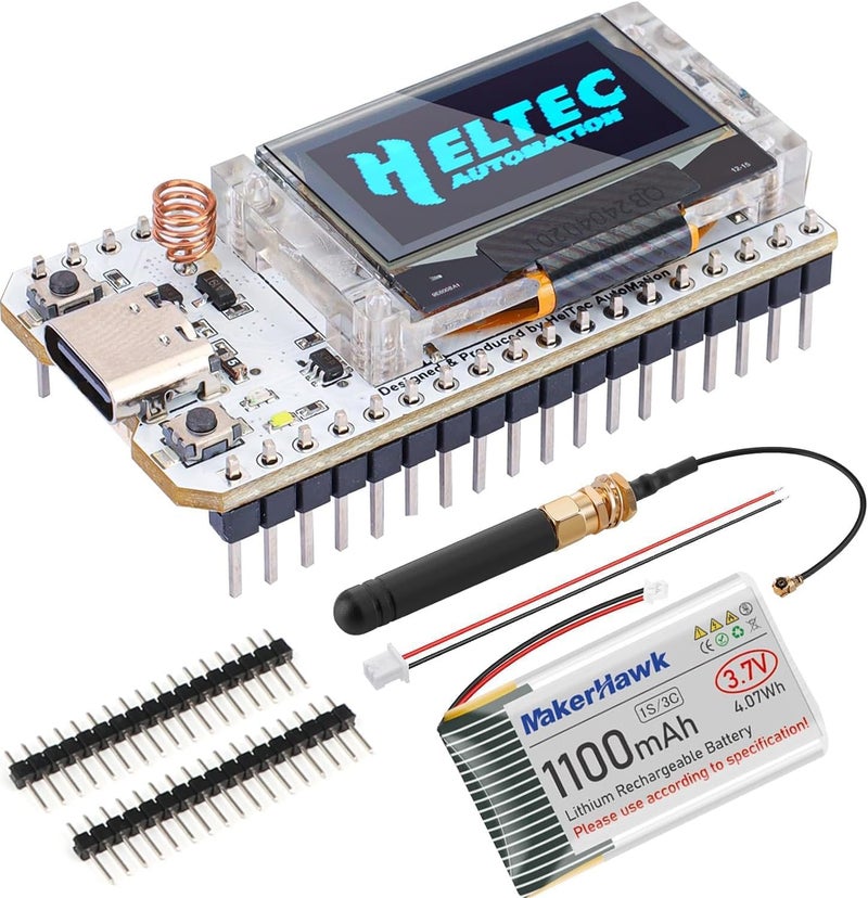 MakerHawk ESP32 LoRa V3 Module Board with 1100mAh Battery Set - with 863-928MHz Antenna and SX1262 LoRa V3 Devices for Meshtastic Arduino LoRawan IOT - Image 1
